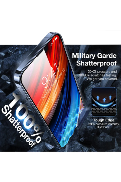 TORRAS iPhone 14 Pro Max Screen Protector – Diamond Shield 9H Tempered Glass Full Coverage Anti-Fingerprint