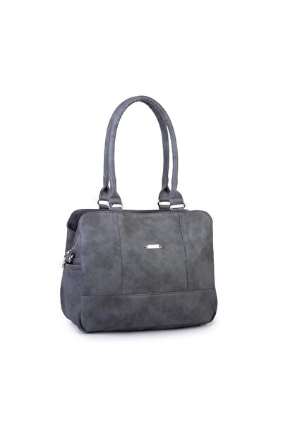 Nas Bag Women's Large Size Three-Compartment Shoulder Bag Gray Raven