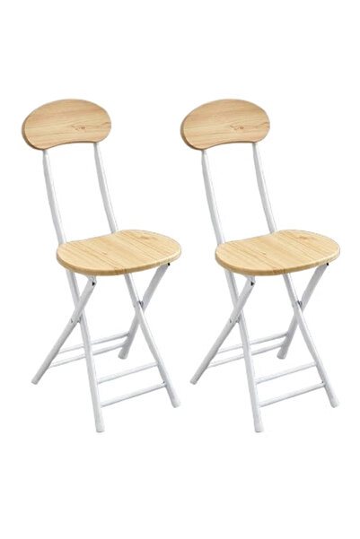 NKX مجموعة من كرسيين قابلين للطي مع مقعد خشبي ومسند ظهر، صغير الحجم وأنيق