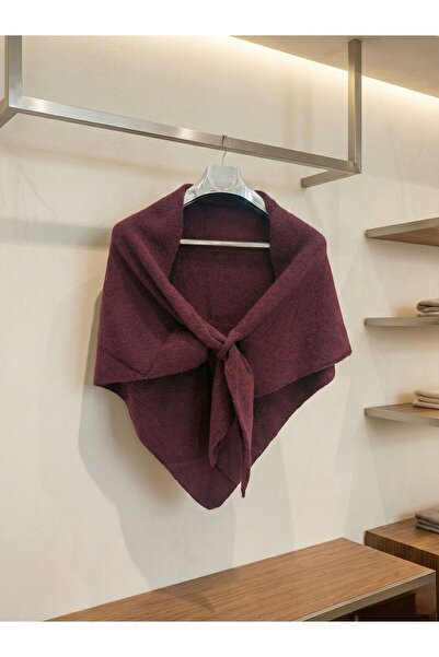 Axesoire S009 Bordo Üçgen İçten Geçmeli Triko Omuz Şalı