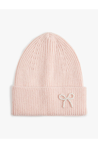 Koton Pearl Detailed Bow Layered Knitwear Beanie