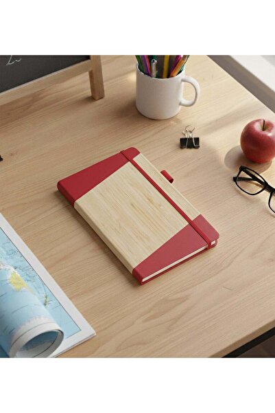 Trendmiya Caiet cu textură de bambus, roșu