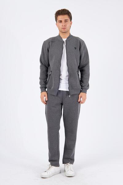 Marco Ferry Fleece-Lined 3-Thread Winter Tracksuit Set Anthracite Melange 5721-A