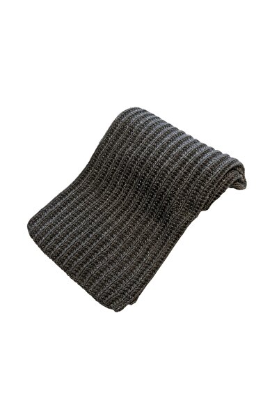 Pafuli Hand Knitted Glittery Long Color Gradient Scarf Gray Fog