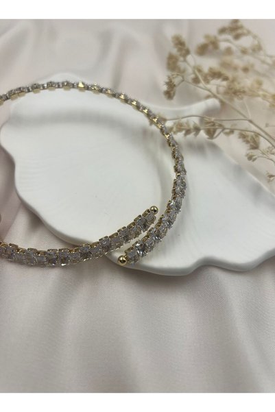 Lunarie Gold Color Sparkling Stone Choker Necklace – Elegant, Shimmering, and Stylish Design