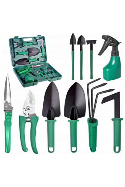 OEM Trusa de gradinarit completa servieta platic VERDE 10 piese MX992