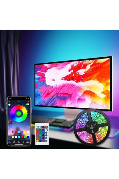 Yuwell شريط إضاءة LED RGB بطول 5 أمتار من YU WELL مع تطبيق بلوتوث وجهاز تحكم ...
