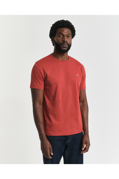 Gant Erkek Kırmızı Regular Fit Bisiklet Yaka T-Shirt