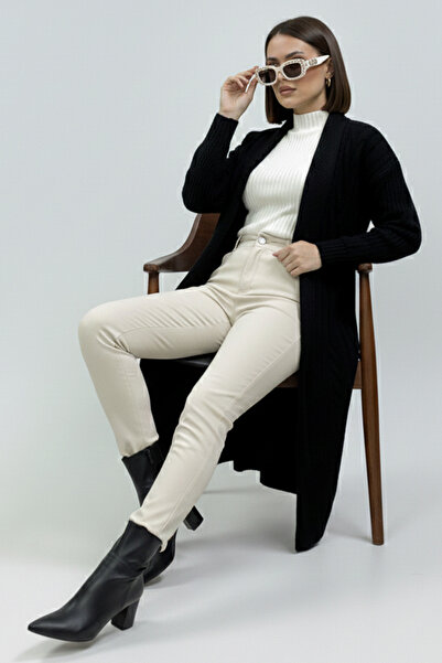 benguen Knitted Patterned Knitwear Cardigan R10006 Black