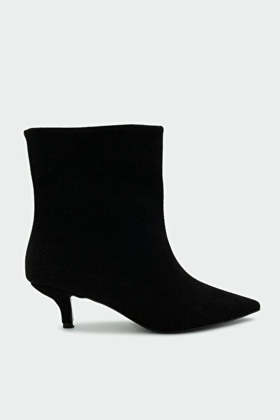 LAMİNTA Saves Γυναικείες μπότες με λεπτομέρεια επίπεδης ραφής από μαύρο σουέτ