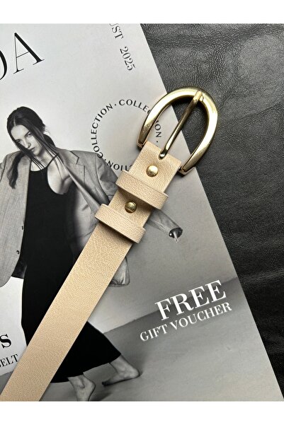 LİA KEMER 2-Pack Lust Classic Patterned Women's Gold Buckle Belt Jacket Belt Dress Belt Trouser Belt