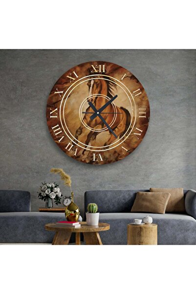 Marktna ساعة جدارية خشبية MDF مع استيكر عصري مطبوع