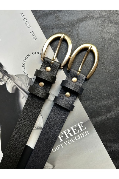 LİA KEMER Pachet de 2 Curele pentru femei cu model clasic Lust, cu cataramă a...