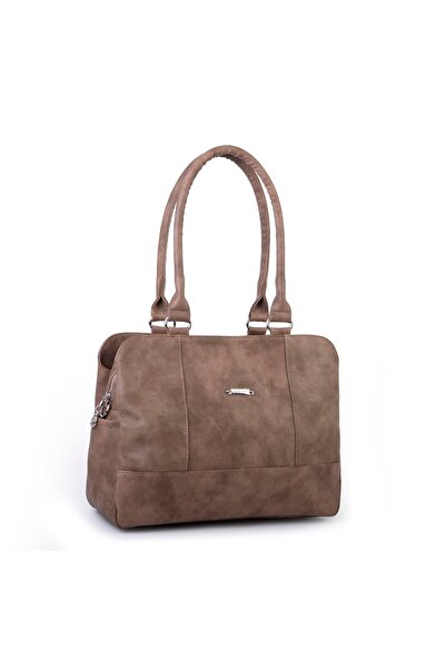 Nas Bag Women's Large Size Three Compartment Shoulder Bag Mink Raven