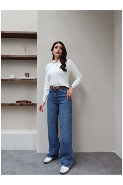 ESRAHELVACI High Waist Straight Cut Belted Jeans