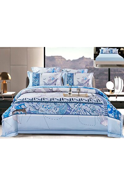 Casa de Vis Double bed linen set, satin cotton, 180x200 cm, 6 pcs, elastic, PSS-14