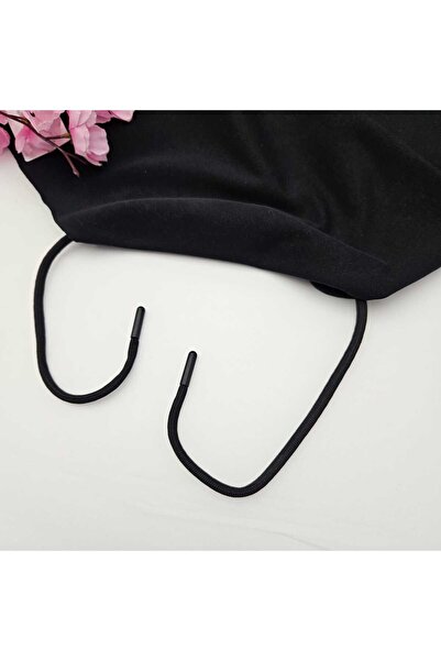 Kaf Kumaş Özel Uçlamalı 113 cm Siyah Kordon Bağcık | Sweatshirt-Eşofman İpi 1...