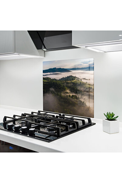 Arthub Kitchen Glass Panel, Stove Protection, Heat Resistant, Landscapes, Fog...