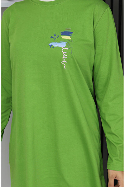 sefamerve Digital Fabric Slit Tunic 9135-03 Green