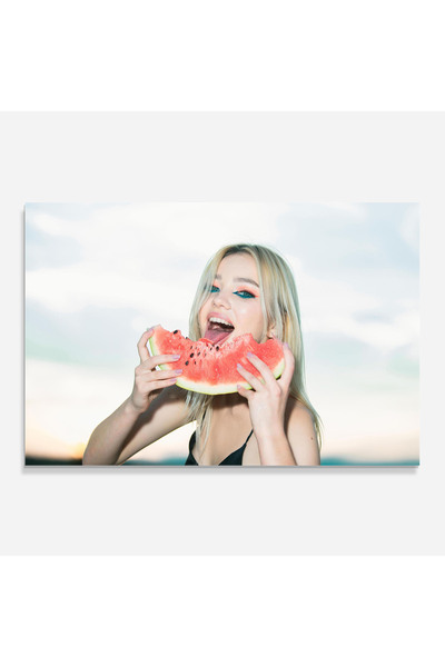 Arthub Kitchen Glass Panel, Stove Protection, Heat Resistant, Landscapes, Eating Watermelon