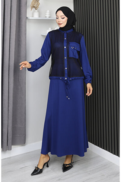 sefamerve Snap Detailed Combed Cotton Suit 25003-04 Navy Blue