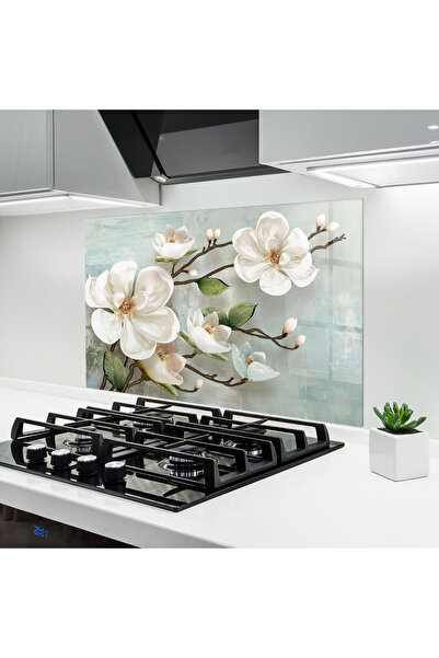 Arthub Panou Sticla Bucatarie, Protectie aragaz, Termorezistent, Flori, Magno...