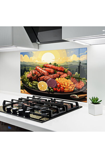 Arthub Panou Sticla Bucatarie, Protectie aragaz, Termorezistent, Alimente, Su...