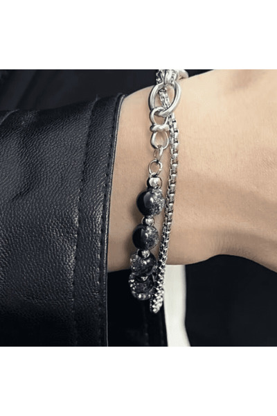 CRM Brățară cu lanț și mărgele decorative, CRM, oțel inoxidabil