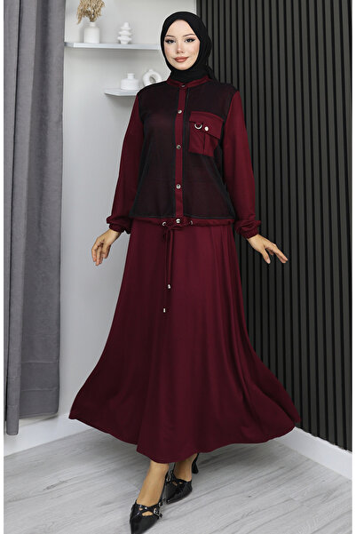 sefamerve Snap Detailed Combed Cotton Suit 25003-01 Claret Red