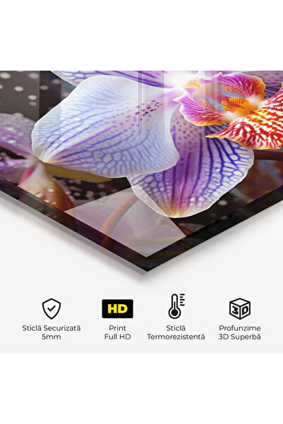 Arthub Kitchen Glass Panel, Stove Protection, Heat Resistant, Flowers, Light Purple Orchid Art