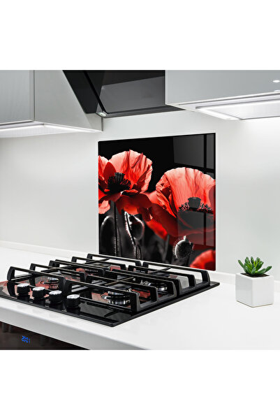 Arthub Kitchen Glass Panel, Stove Protection, Heat Resistant, Flowers, Light ...