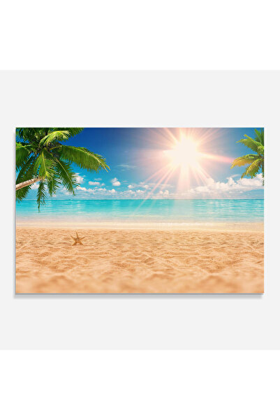 Arthub Kitchen Glass Panel, Stove Protection, Heat Resistant, Landscapes, Exotic Beach Ocean