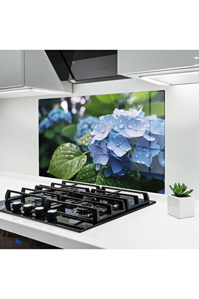 Arthub Panou Sticla Bucatarie, Protectie aragaz, Termorezistent, Flori, Blue ...