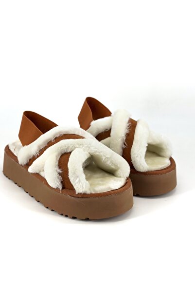 Shoebutik Viksy Taba Plush Women's Slippers