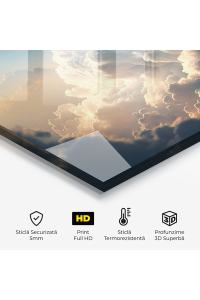 Arthub Kitchen Glass Panel, Stove Protection, Heat Resistant, Landscapes, Big Puffy Clouds