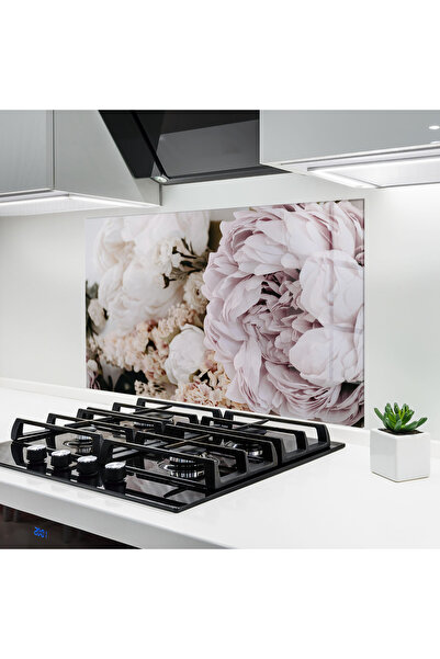 Arthub Panou Sticla Bucatarie, Protectie aragaz, Termorezistent, Flori, Grey ...