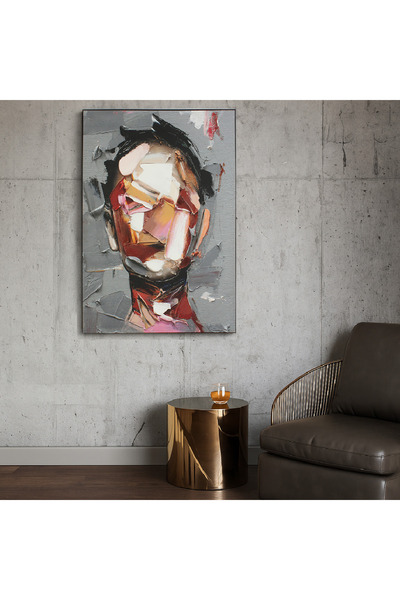 Almonfared لوحة فنية - بورتريه تعبيري لوجه إنسان بأسلوب تجريدي