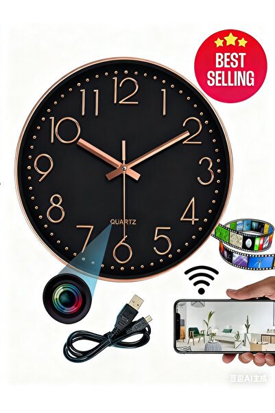 SKECHERS Security monitoring Mini wireless cordless WiFi wall-mounted clock cam, 1080P HD, night vision