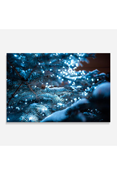 Arthub Kitchen Glass Panel, Stove Protection, Heat Resistant, Landscapes, Blue Christmas Tree