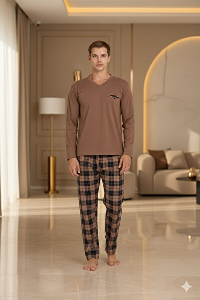 KLY 100% Cotton New Season Men's Luxury Design V-Neck Pajama Set