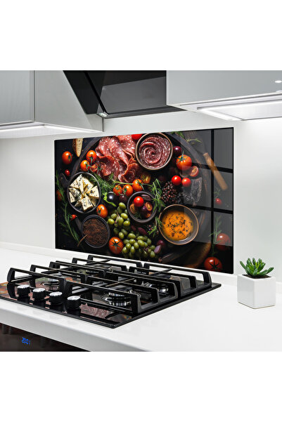 Arthub Panou Sticla Bucatarie, Protectie aragaz, Termorezistent, Alimente, Me...