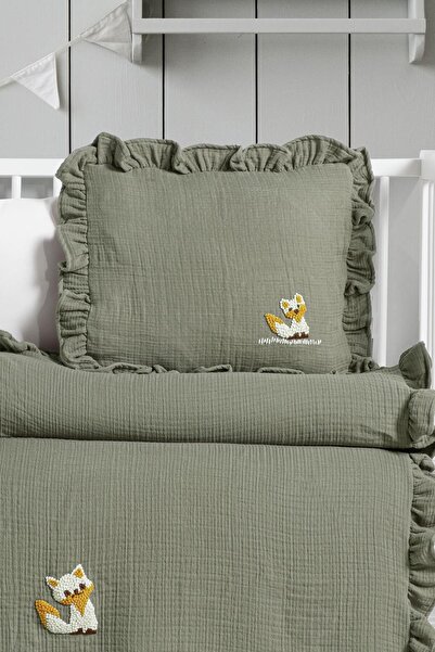 Budi Kanz 4 Layer Hand Made Ruffled Muslin Cover Set Knz-020 Green