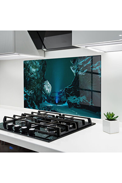 Arthub Kitchen Glass Panel, Stove Protection, Heat Resistant, Landscapes, Gre...