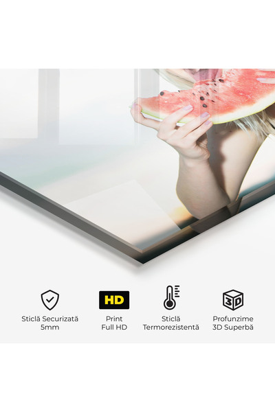 Arthub Kitchen Glass Panel, Stove Protection, Heat Resistant, Landscapes, Eating Watermelon