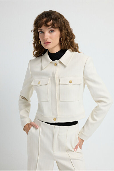 adL Balıksırtı Desenli Kısa Ceket