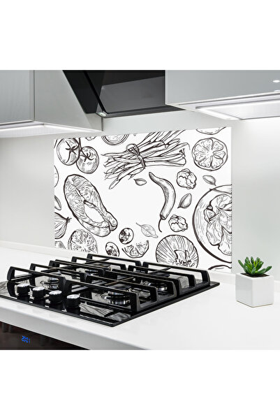 Arthub Panou Sticla Bucatarie, Protectie aragaz, Termorezistent, Alimente, Gr...