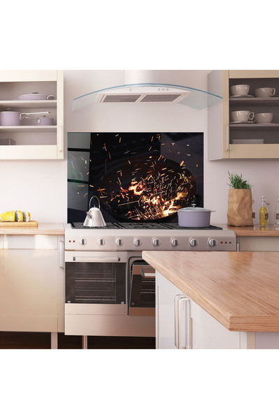 Arthub Kitchen Glass Panel, Stove Protection, Heat Resistant, Feng-shui, Fire Little Lights
