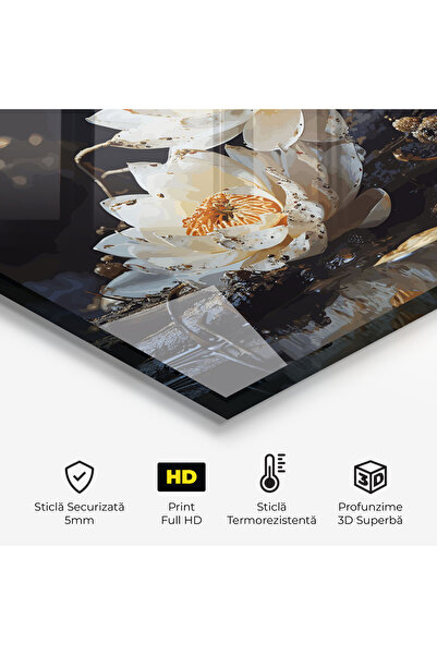 Arthub Kitchen Glass Panel, Stove Protection, Heat Resistant, Feng-shui, Beautiful White Nature