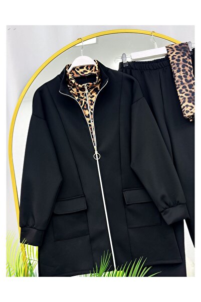 YEDİLALE SET DUBĂ CU FERMUAR DUBĂ, GĂLĂ ÎN PIELE, DETALIAT LEOPARD [include tunica și pantaloni]