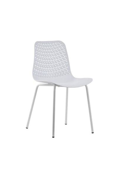 OEM Fixed kitchen/living chair XRB-1018, white metal + white polypropylene